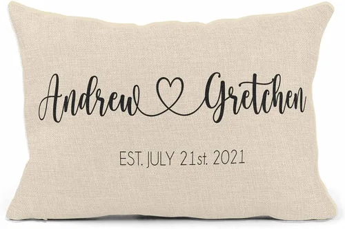 Vista 7 de Girls Love A Monogram Almohadas de boda para parejas, almohada personalizada única con nombres, regalo de inauguración de la casa (diseño 1)