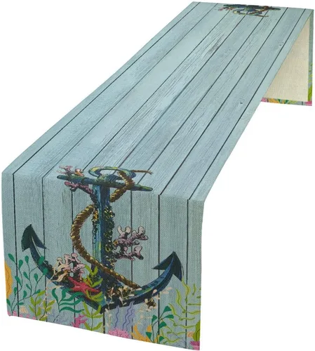 Vista 24 de Camino de mesa de lino de algodón, cuchillo de cocina occidental, tenedor, colección de mesa rectangular, desierto salvaje oeste americano