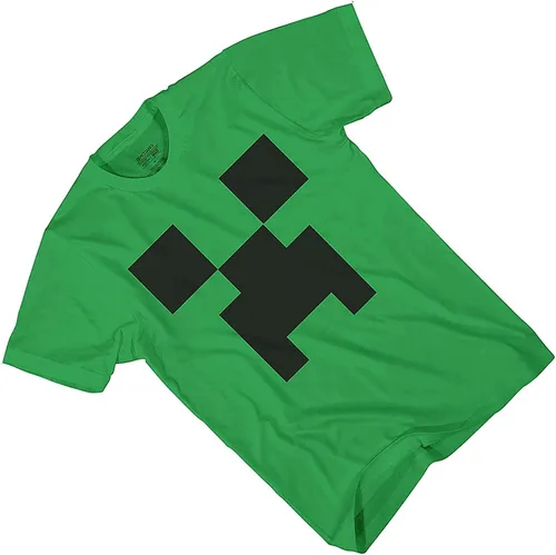 Vista 3 de Minecraft - Camiseta oficial para niños, diseño de cara de enredadera negra y verde