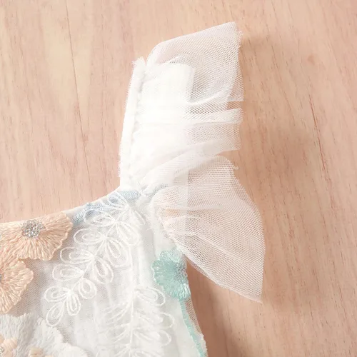 Vista 94 de Sasaerucure Traje de verano para bebé niña, sin mangas, mameluco de encaje tutú, mameluco de una pieza con volantes