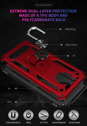 Vista 6 de Funda de grado militar para Motorola Moto Z4, Moto Z4 Play Case 360 Metal giratorio anillo soporte soporte magnético para coche Armadura resistente
