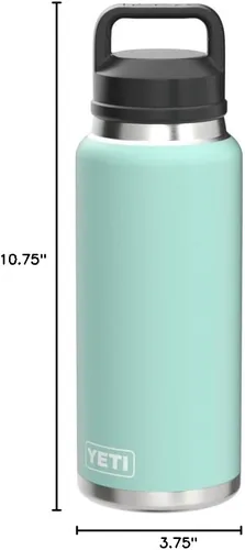 Vista 9 de YETI Rambler - Botella de 36 onzas, aislada al vacío, a prueba de fugas, de acero inoxidable con tapón para sorbos Aislamiento al vacío Verde mar