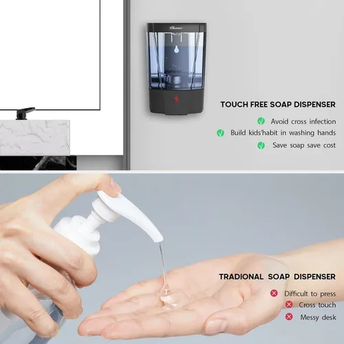 Vista 6 de Dispensador de Jabón de Montaje en Pared, Dispensador Automático de Desinfectante de Manos 600ml Gel y Líquido Sin Contacto Dispensador de Jabón