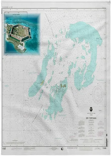 Vista 6 de 3dRose Dry Tortuga Nautical Chart 11x12 Wash Cloth for Face and Body