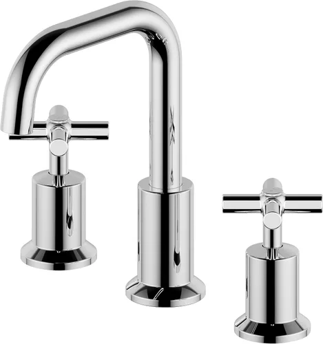Vista 10 de Grifo de baño generalizado de dos manijas, grifos de baño para fregadero de 3 agujeros con drenaje emergente push up, 2 manijas, grifo de fregadero
