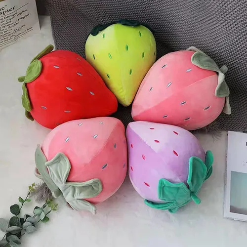 Vista 4 de Lindas almohadas de felpa de frutas para niños, de fresa, súper suaves, para niñas, juguetes (rosa, 7.8 pulgadas/7.9 in) Soft fruit plush pillow
