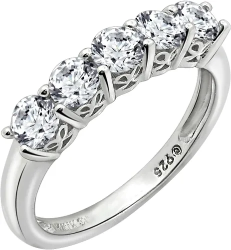 Vista 7 de Amazon Essentials Anillo de plata de ley de cinco piedras con circonita cúbica de corte redondo Infinite Elements (anteriormente colección Amazon)