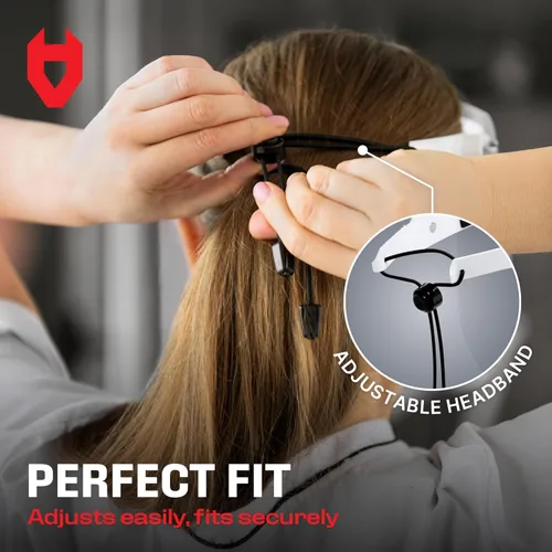 Vista 6 de NoCry Máscara de protección facial con diadema ajustable y 2 viseras de plástico reutilizables — Diseño abatible con bisagras de metal duraderas