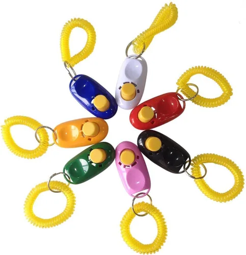 Vista 3 de PENTA ANGEL Clicker de botón de entrenamiento para mascotas con correa de muñeca, perro de tren, gato, caballo, mascotas para entrenamiento