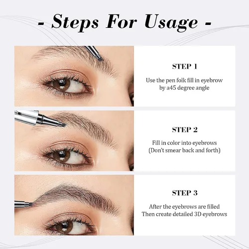 Vista 6 de Lápiz de cejas Microblading Pen Micro 4 Point Brow Pen Lift & Snatch Maquillaje de cejas de larga duración Impermeable y a prueba de manchas Cabello