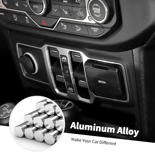 Vista 3 de Jimen Cubierta de botón de ventana para JL/JT, paquete de 4 cubiertas para interruptor de ventana trim accesorios interiores compatibles con Jeep