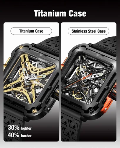 Vista 3 de CIGA Design Mechanical Automatic Watch X Series SUV Inspired Anti-Shock Design Sapphire Crystal Analog Skeleton Watches with Silicone and Nylon