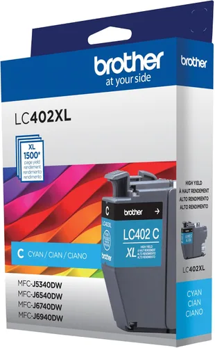 Vista 6 de Brother Cartucho de tinta genuino LC402XLC de alto rendimiento cian