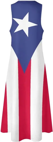 Vista 5 de Vestido largo con bandera de Puerto Rico para mujer, vestido suelto casual de verano, vestido largo de manga corta para niñas, faldas de moda