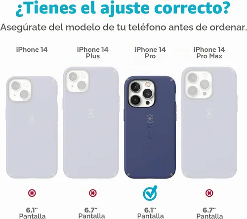Vista 2 de Speck Funda transparente para iPhone 14 Pro - Protección delgada contra caídas, resistente a los arañazos y antiamarilleamiento con agarre