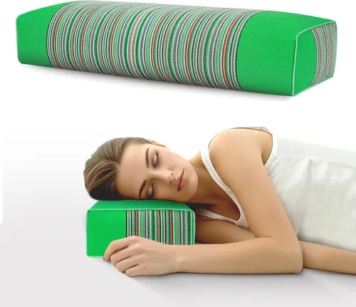 Vista 15 de Almohada ajustable de casco de trigo sarraceno para aliviar el dolor de cuello (21 x 8 x 4), almohada de enfriamiento natural para campamento