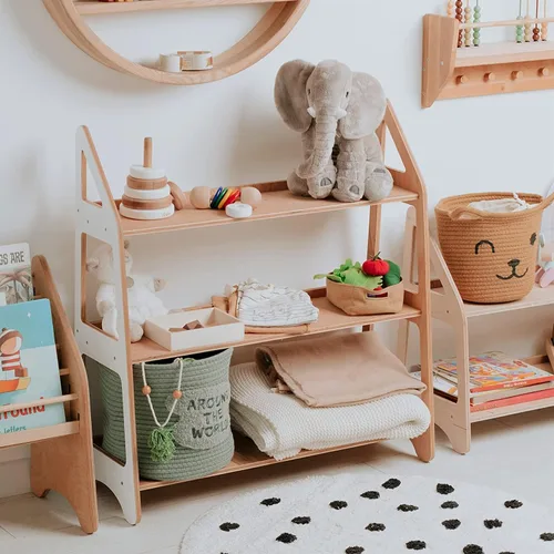 Vista 5 de Estante abierto de madera para niños, muebles Montessori, almacenamiento de juguetes, sala de juegos, guardería, regalo, decoración de habitación
