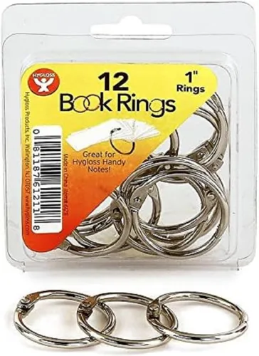 Vista 8 de Hygloss Products 61311 - Anillos de libro – Anillos de acero de colores surtidos de 1 pulgada, paquete de 12 Variado