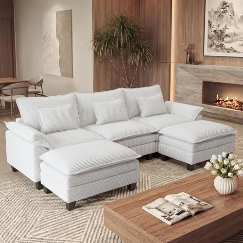 Vista 33 de URRED - Sofá seccional modular Cloud, sofá moderno en forma de L de 87" con profundidad de asiento con otomana y almohadas, ultra cómodo sofá
