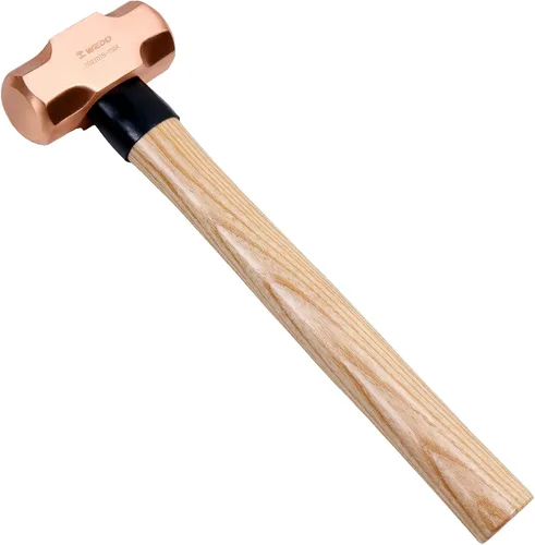 Vista 18 de WEDO Martillo de trineo de cobre con mango de fibra de vidrio, mango largo y recto, longitud de 12 pulgadas, 1 libra