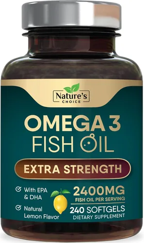 Vista 10 de Suplementos de aceite de pescado Omega 3 – 2400 mg de aceite de pescado por porción – Omega-3 de triple fuerza con ácidos grasos EPA y DHA – Apoyo