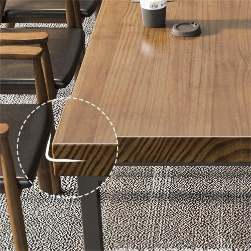 Vista 6 de LAKIQ Mesa de comedor rectangular de madera maciza, mesa de trabajo industrial para oficina en casa, escritorio de computadora, mesa rectangular