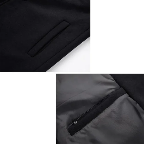 Vista 5 de INVACHI Mens Long Trench Coat Double Breasted Notched Lapel Peacoat Casual Windproof Overcoat