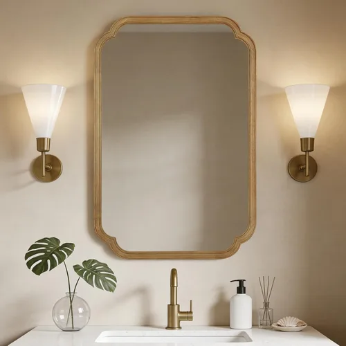 Vista 50 de Espejos de Baño de Madera para Montar en la Pared, 16" x 20" Marco de Madera Rústica Espejos de Pared Decorativos para Sala de Estar o Dormitorio