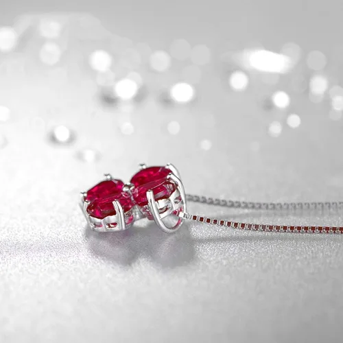 Vista 3 de JIANGXIN Collar con colgante hecho a mano de plata de ley 925 con piedra natal colorida para mujer, trébol de cuatro hojas de la suerte, joyería