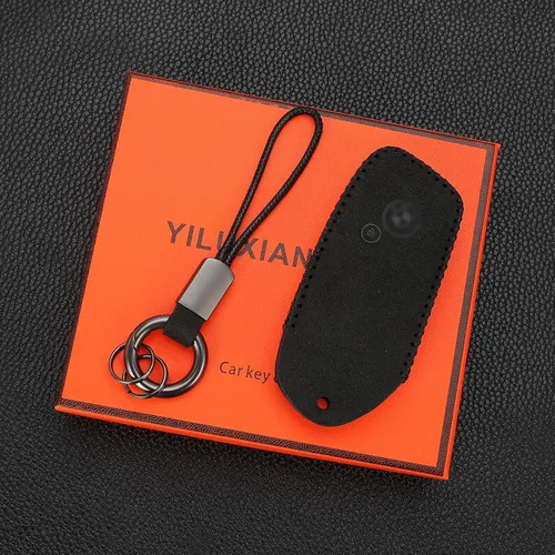 Vista 6 de KINIVA Funda de cuero para llavero de automóvil compatible con BMW i7 X5 X7 xi7 Series 2023, llavero para llavero remoto BMW