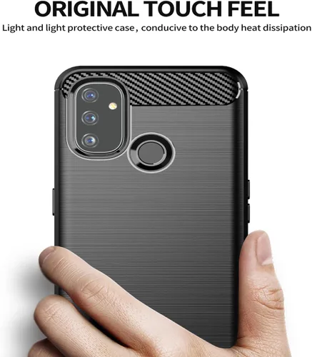 Vista 2 de Funda para OnePlus Nord N100, OnePlus N100 BE2013, funda de fibra de carbono a prueba de golpes, resistente a los arañazos, TPU suave, funda