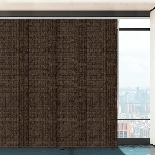 Vista 8 de Paneles deslizantes opacos personalizados, persianas verticales de riel de 4 o 6 rieles para ventana corrediza, puerta de patio y divisor de Camel