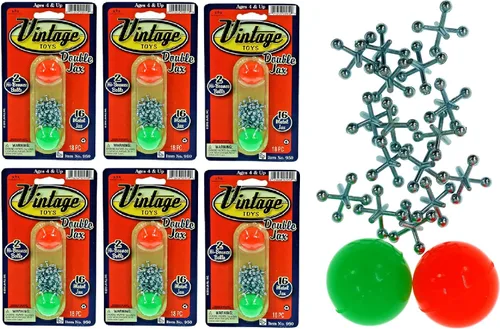 Vista 7 de JA-RU Vintage Toys - Juego de gatos de metal doble (paquete de 1) con 16 Jax y 2 pelotas rebotantes. Mini juego clásico para niños. Recuerdos