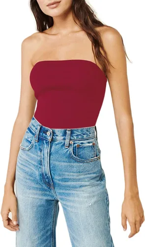 Vista 2 de H HIAMIGOS Paquete de 3 camisetas de algodón sin tirantes para mujer, sin mangas, elásticas, lindas, sin relleno