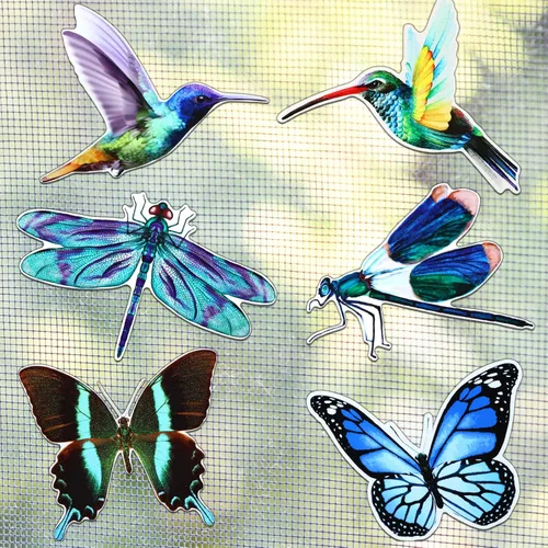 Vista 9 de Konohan 12 imanes de puerta de colibrí, mariposa y libélula de doble cara, protector decorativo flexible retráctil, calcomanías magnéticas