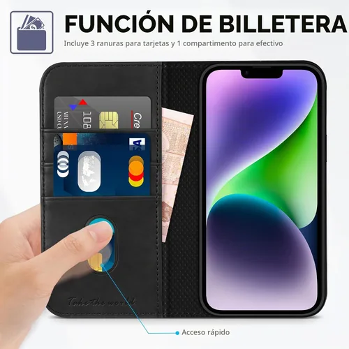 Vista 7 de TUCCH Funda tipo cartera con 3 ranuras para tarjetas para iPhone 14