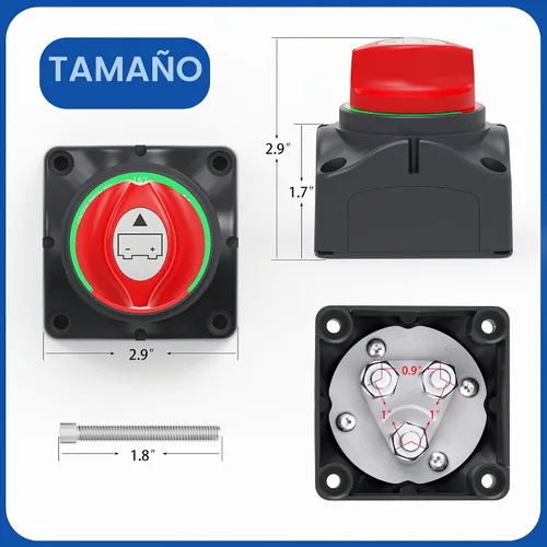 Vista 2 de Joinfworld Interruptor de desconexión de batería 1-2-Ambos-Apagado de 12V-48V, impermeable, interruptor de apagado de batería doble, interruptor