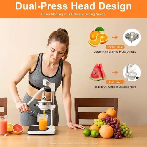 Vista 2 de Exprimidor de hierro fundido, exprimidor manual resistente con base estable, prensa comercial de cítricos para naranja, limón, lima, pomelo