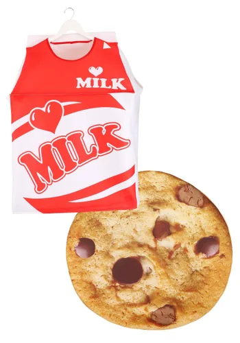 Vista 2 de Disfraz de leche y galletas para adulto Multicolor
