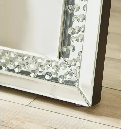 Vista 4 de Elegant Decor Sparkle - Espejo de pie contemporáneo con marco de cristal plateado de 63 pulgadas