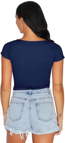 Vista 113 de Lojobands Camiseta corta ajustada para mujer, hecha en Estados Unidos, talla única