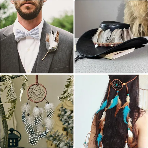 Vista 5 de SendyFeather 200 plumas naturales de 10 estilos surtidos de plumas para atrapasueños, manualidades, decoración de bricolaje