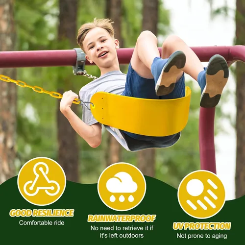 Vista 5 de Juego de columpios: paquete de 2 unidades, adecuado para niños y adultos, viene con ganchos y cadenas, perfecto para patio trasero