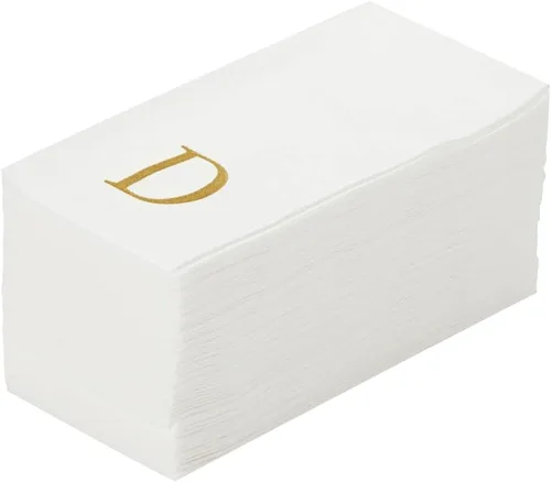 Vista 62 de Luxenap Toallas de invitados de tacto de lino de 15.8 X 7.9 pulgadas, 50 toallas de mano con letras - Letra dorada "S", fuente sans serif