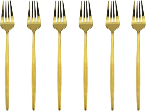 Vista 14 de Cubertería dorada pulida con espejo, diseño ligero, 36 piezas, acero inoxidable, juego de cubiertos para 6, incluye tenedores, cucharas, cuchillos
