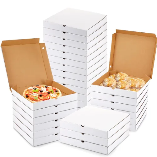 Vista 9 de PerKoop - 100 cajas de pizza a granel de cartón cuadrado, kraft, 12 pulgadas Papel kraft
