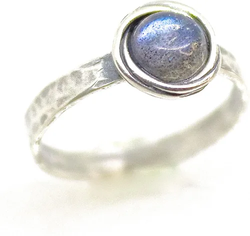 Vista 71 de Anillo de plata de ley con piedras preciosas para mujer, anillo apilable de piedra martillada, anillo de piedra natal