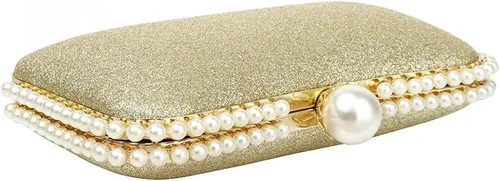 Vista 4 de YYW Bolso de mano de noche brillante con decoración de perlas para mujer, bolso de mano de lentejuelas para fiesta, bolso de hombro para boda