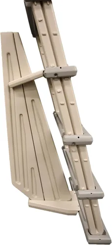 Vista 5 de Confer Plastics 6000X Escalera de natación resistente sobre el suelo en la piscina para cubiertas ajustables de 42 pulgadas a 56 pulgadas de alto