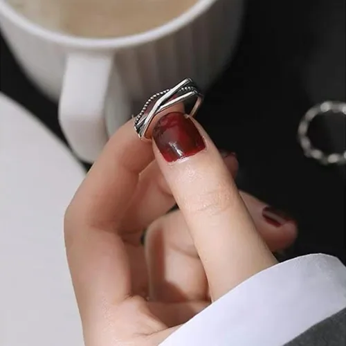 Vista 157 de Anillo de plata de ley 925, minimalista, ajustable, hecho a mano, para mujeres y niñas